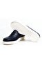 Dark Blue Color Laceless Genuine Leather Men's Shoes - 3