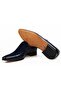 Dark Blue Color Laceless Genuine Leather Men's Shoes - 3