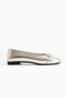 Buckle Patterned Shiny Gray Ballerina Shoes - 5
