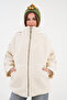 Women's Stripe Detailed Zippered Plush Coat - 7