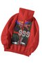 Unisex Red Manifest 999 Release Printed Oversize Hooded Kangaroo Pocket Hoodie - 4