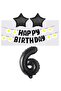 Bal10 Black Number Star Foil Balloon Happy Birthday White Daisy Eva Banner Set Age 6