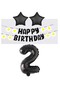 Renaissance Black Figure Star Foil Balloon Happy Birthday White Daisy Eva Banner Set Age 2