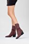 Laval Burgundy Skin Back Zipper Women's Thick Heeled Boots - 7