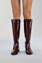 Rochos Burgundy Patent Leather Stretch Detailed Genuine Leather Women's Boots - 7
