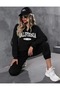 Women Printed Tracksuit Set - Crew Neck Sweatshirt Bottom Top Set - 2