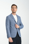 Pakito Men's Indigo Plaid Slim Fit Mono Collar Sports Blazer Jacket - 4