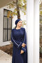 Ankanoor Navy Blue Hidden Placket Abaya Sleeve Ferace Anka 245058 - 4