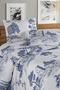 Vintage Blu 100% Cotton Double Duvet Cover Set - 3