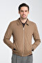 360 Stretching Knitted Men's Zip-Up Standard Fit Polo Neck Jacket Coat - 5