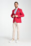 Alfredo Men's Red Mono Neck Linen Print Slim Fit Sports Blazer Jacket - 8