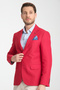 Alfredo Men's Red Mono Neck Linen Print Slim Fit Sports Blazer Jacket