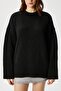 Women's Homy Soft Crew Neck Black Oversize Knitwear Sweater - 6