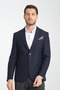 Alfredo Men's Navy Blue Mono Neck Linen Print Slim Fit Sports Blazer Jacket