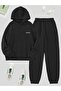Printed Women's Tracksuit Set - Hooded Sweatshirt Bottom Top Set