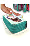 Pencil Case Girl with Cat Kawai Organizer Pencil Case Vegan Leather Three Compartment Pen Holder - Green - 6