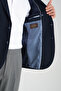 Baselna Men's Navy Blue Stretching Lycra Fabric Fully Lined Slim Fit Mono Collar Slim Fit Blazer Jacket - 5