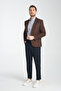 Alfredo Men's Coffee Mono Neck Linen Print Slim Fit Sports Blazer Jacket - 8