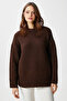 Women's Homy Soft Crew Neck Brown Oversize Knitwear Sweater - 2