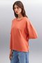 Jemmy Women's 100% Organic Cotton Relaxed Fit Slit Round Neck Brick Color T-Shirt - 3