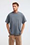 Jett Men's Oversize Fit 100% Organic Cotton Thick Textured Crew Neck Light Gray T-Shirt - 4
