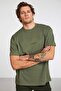 River Men's Embroidered Oversize 100% Organic Cotton Knitted Khaki T-Shirt