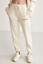 Caroline Women's Relaxed Cut Embroidered Vanilla Sweatpants with Elastic Waist and Legs