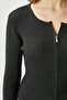 Women's Verna Viscose Zippered Saran Anthracite Knitwear Cardigan - 8