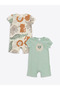 Lcw Baby Crew Neck Printed Combed Cotton Jumpsuit 2Pcs