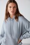 Adel Women's Organic Cotton Fleece Inside Soft Relaxed Kangaroo Pocket Hooded Blue Sweatshirt - 4