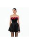 Straplez Mini Dress with Rose Detail