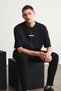 Project Men's Print Detailed Oversize Fit 100% Organic Cotton Knitted Crew Neck Knitted Black T-Shirt - 2