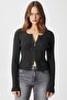 Women's Verna Viscose Zippered Saran Anthracite Knitwear Cardigan
