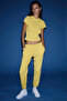 Liora Women's 2-Piece Set Comfort Fit Patterned Textured Fabric Elastic Leg Hem Mustard Tracksuit Set