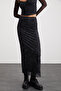 Beulah Women's Maxi Length Elastic Waist Tulle Dark Gray Skirt - 3