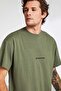 River Men's Embroidered Oversize 100% Organic Cotton Knitted Khaki T-Shirt - 2
