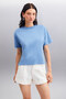 Lottie Women's 100% Organic Cotton Regular Fit Crew Neck Basic Short Sleeve Indigo T-Shirt