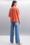 Jemmy Women's 100% Organic Cotton Relaxed Fit Slit Round Neck Brick Color T-Shirt - 5