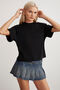 Lottıe Women 100% Organic Cotton Regular Fit Crew Neck Basic Short Sleeve Black T-Shirt