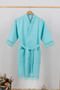 Pique Bathrobe Dressing Gown with Lace for Women - 3