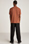Astons Men's Relaxed 100% Organic Cotton Thick Single Jersey Woven Dark Brown T-Shirt - 5