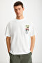 TRENTON Men's 100% Cotton Crew Neck Printed Ecru T-Shirt - 4