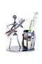 Decorative Bass Guitar Playing Man Metal Pen Holder Table Ornament