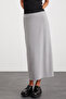 Isla Women's Woven Fabric Back Deep Slit Maxi Length Regular Waist Gray Skirt - 4