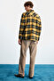 Allenı Men's Cotton Shirt Collar Relaxed Lumberjack Saffron Yellow Shirt - 7
