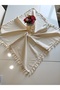 100% Cotton Natural Linen Fabric with Tassels - 2