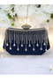 Navy Blue Satin Women's Evening Dress Bag Wedding Engagement - 3