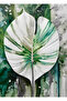 Hari̇kabi̇rev | Green-White-Gray Leaves Combination Ii | Framed Glass Table 3 Pieces Vertical - 4