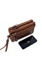 Men's Tan Color Multi-Compartment Bracelet Belted Hand Banded Portfolio Handbag - 7