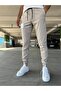 Men's Beige Slim Fit Jogger Pants with Elastic Legs